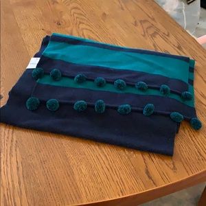 Jcrew Pom Pom wool stripe scarf